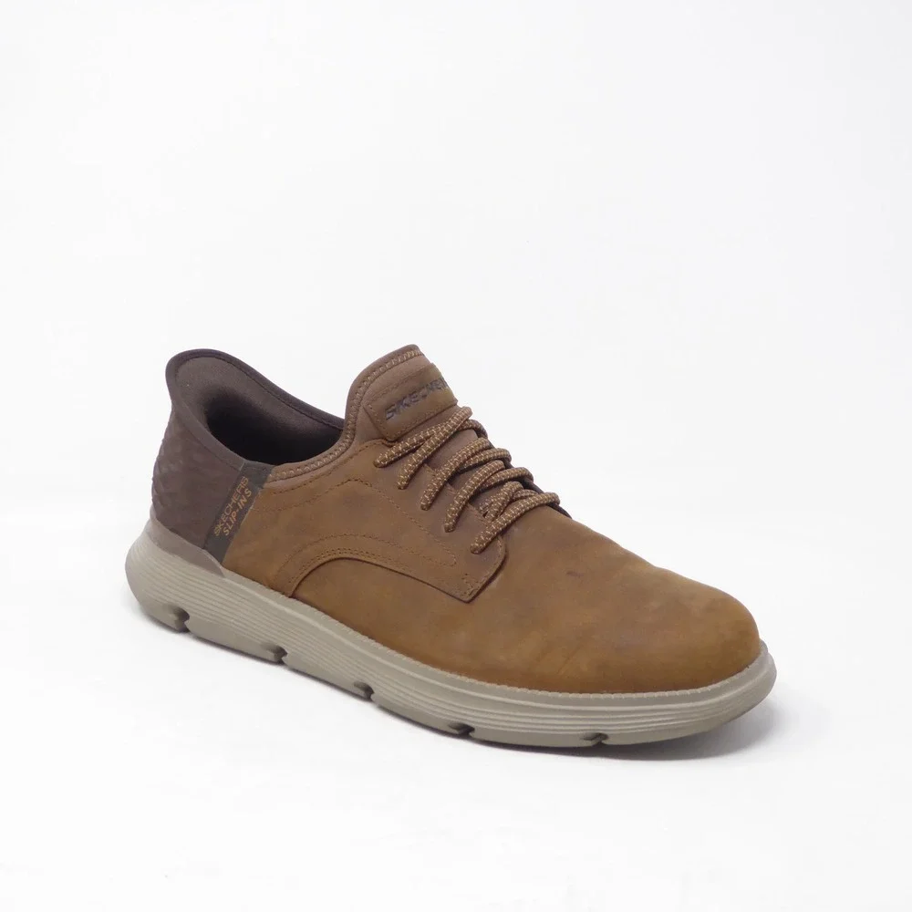 Skechers Mens 205046 Garza-Gervin Brown Leather Slip-ins Casual Shoes Size 13